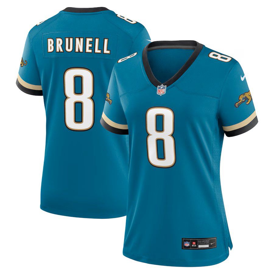 Women Jacksonville Jaguars 8 Mark Brunell Green Nike Throwback Retired Player Game NFL Jersey